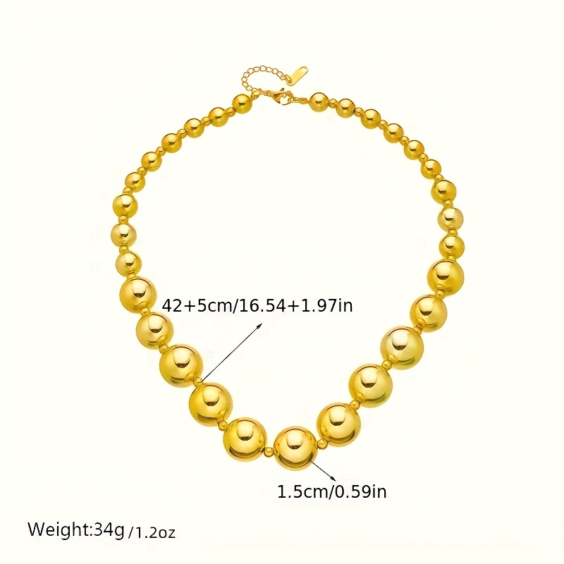 Punk Golden Ball Stainless Steel Necklace, Unisex